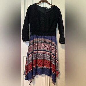 Miami Bohemian Style Dress with lace top Sz S